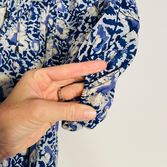 Free People Willow Printed Blouse in Blue Batik Combo - Picture 13 of 15